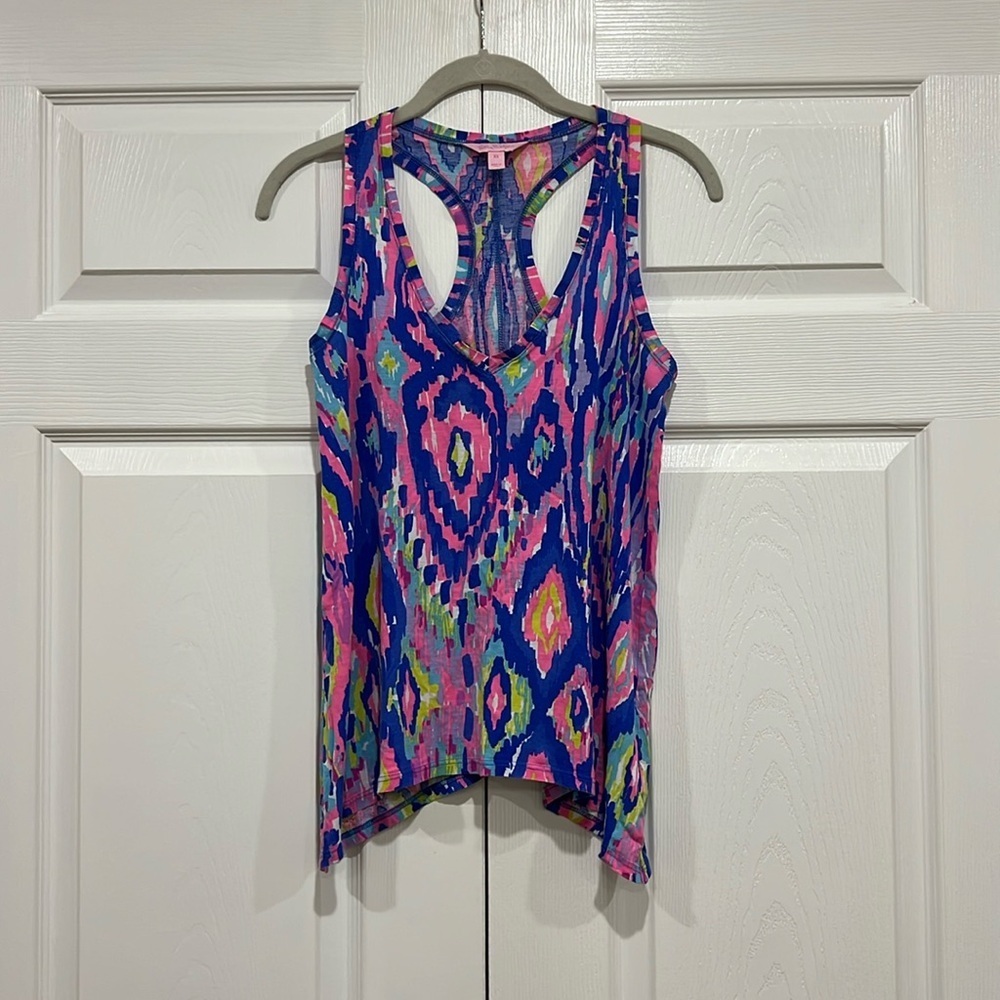 Lilly Pulitzer Kiawah Racer Back Tank Top in Multi Luminescent Size XS